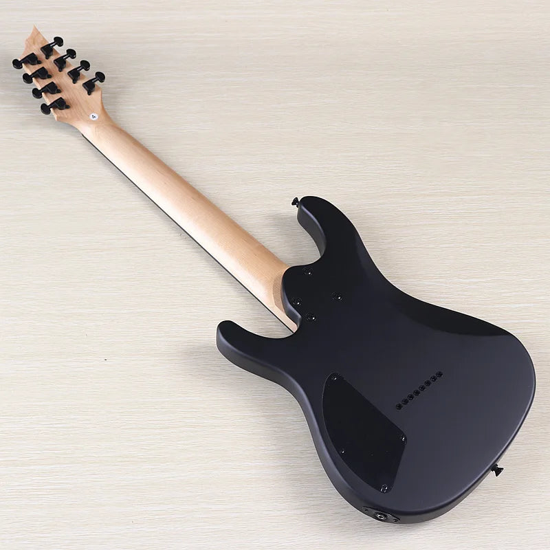 Guitarra eléctrica de 8 cuerdas, 39 pulgadas, cuerpo de madera maciza de okoume, mástil de arce canadiense, acabado mate, alta calidad, color negro.