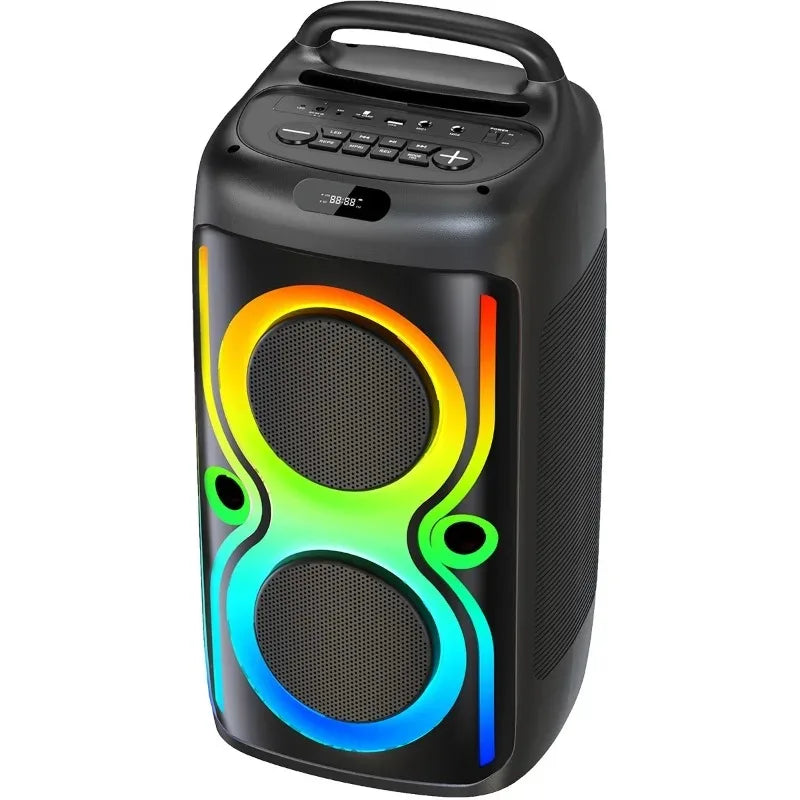 Altavoz Bluetooth con caja de fiesta doble de 40W y 6,5 pulgadas, diseño de correa para el hombro con 1 micrófono, subwoofer HIFI portátil para Karaoke al aire libre