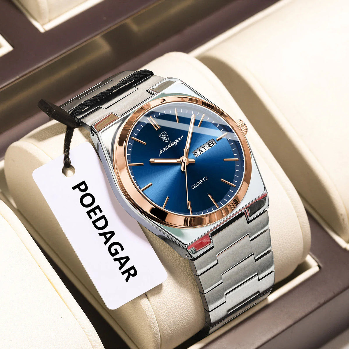 POEDAGAR Fashion Classic Man Watch Waterproof Luminous Date Week Luxury Men Watch Stainless Steel Quartz Business Men's Watches