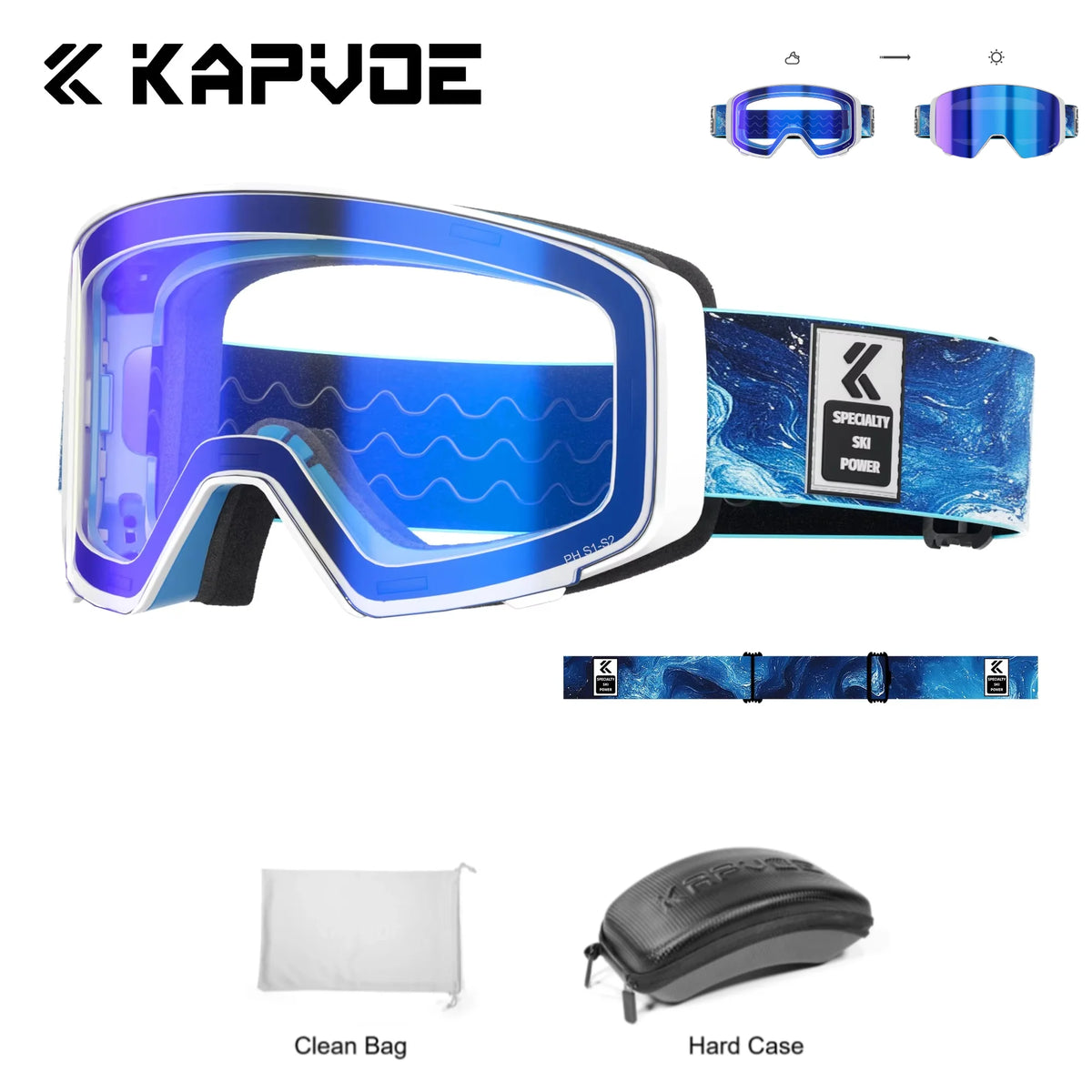 Gafas de Esquí Fotocromáticas Kapvoe, Gafas de Nieve para Snowboard, Esquí, Antivaho, UV400, Gafas para Moto de Nieve, Motocicleta, Hombre y Mujer