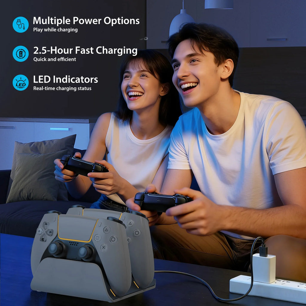 Base de carga rápida para mandos de PS5, estación de carga inalámbrica dual para mandos de PlayStation 5, accesorios para base de carga