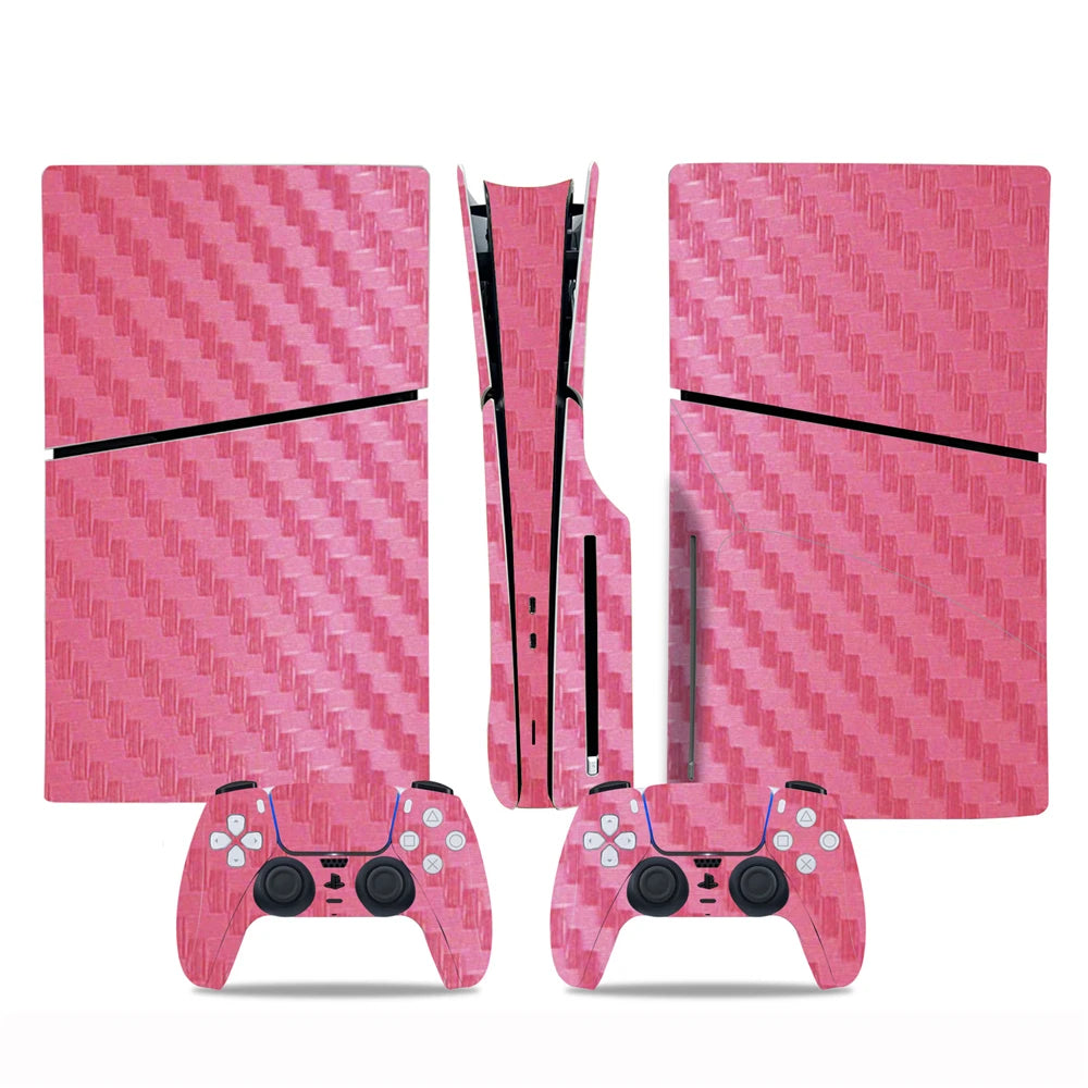 Nueva pegatina de fibra de carbono para consola PS5 Slim edición con disco, adhesivos para la parte central de la consola, accesorios para consola de juegos