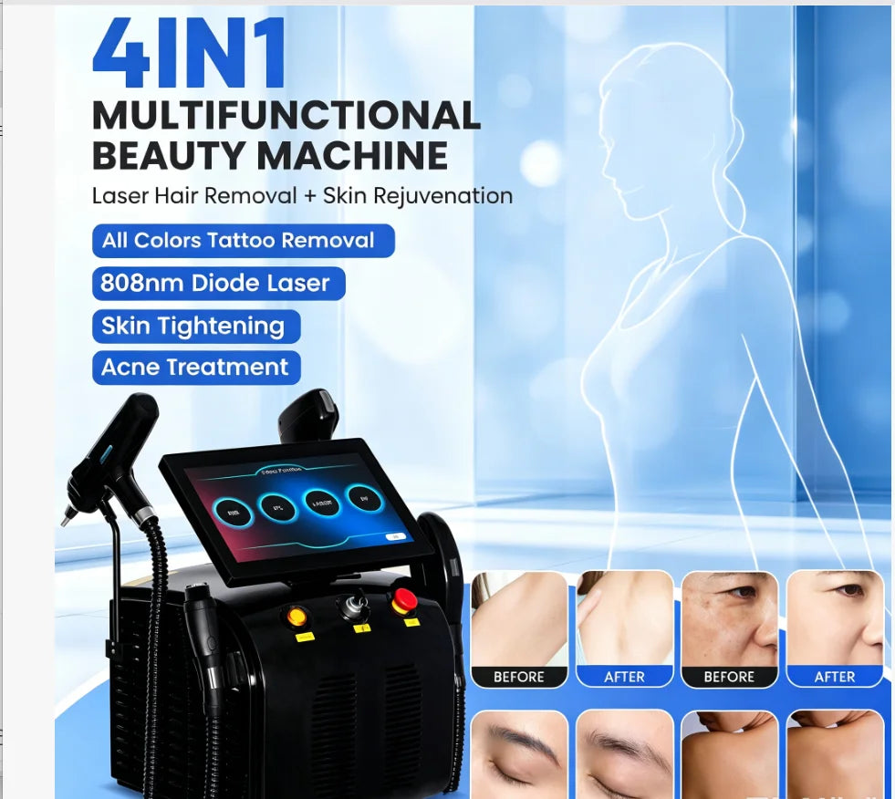 Máquina de Depilación Láser de Diodo Soprano Titanium Ice Platinum de 5000W, 4 Longitudes de Onda, ND:YAG RF IPL OPT, Indolora
