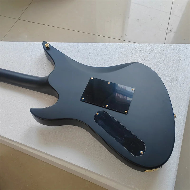 Guitarra Eléctrica de 6 Cuerdas Hecha a Mano con Acabado Mate y Diseño de Rayas Único para Guitarristas