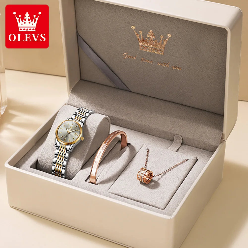 Reloj mecánico para mujer OLEVS 6635, reloj de pulsera elegante de lujo sencillo, reloj automático con calendario y resistente al agua de acero inoxidable