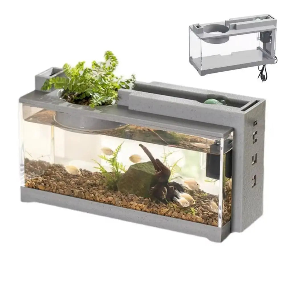 Flowing Water Landscape Fish Tank Creative with Water Pump Light Small Aquarium Silent Filter Home Ornaments