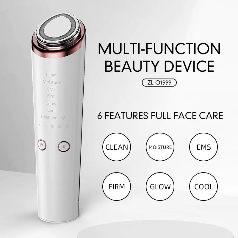 Dispositivo de Belleza Facial Multifuncional, Radiofrecuencia, EMS, Microcorriente, Luz LED, Masajeador Facial y de Cuello, Reafirmante, Hidratante, Herramienta para el Cuidado de la Piel