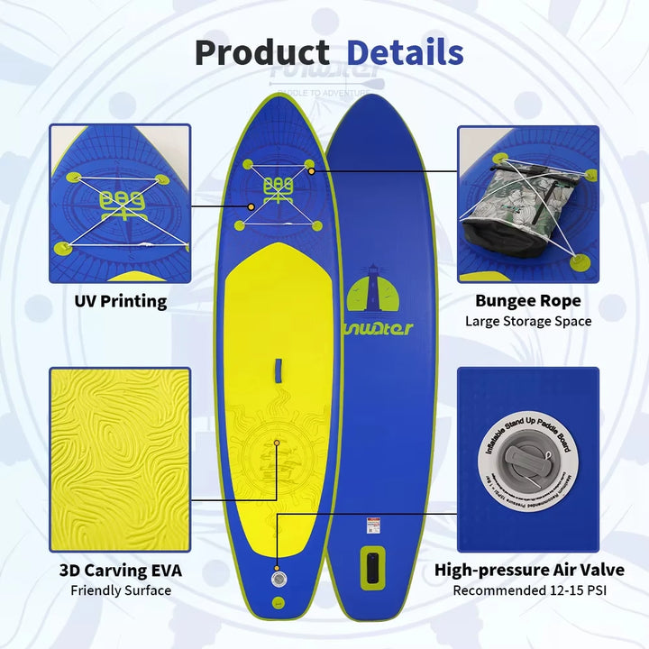 FunWater-tabla de remo de pie, tabla de Paddle inflable, tabla de Paddle antideslizante para deportes acuáticos, tabla de Surf Sup