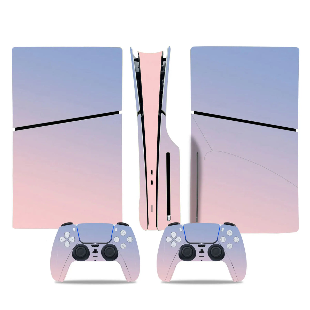 Skin con diseño de ondas para consola PS5 Slim edición disco y 2 mandos, adhesivo protector, pegatina removible para PS5 Slim edición disco