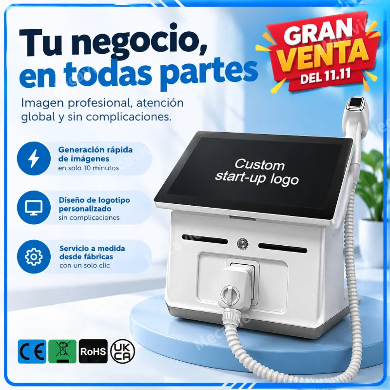 Máquina de depilación láser de diodo Mecavie 6 longitudes de onda 6000W 10 barras tecnología FAC refrigeración TEC puntas intercambiables pantalla táctil múltiples idiomas monitoreo en tiempo real certificada CE RoHS U