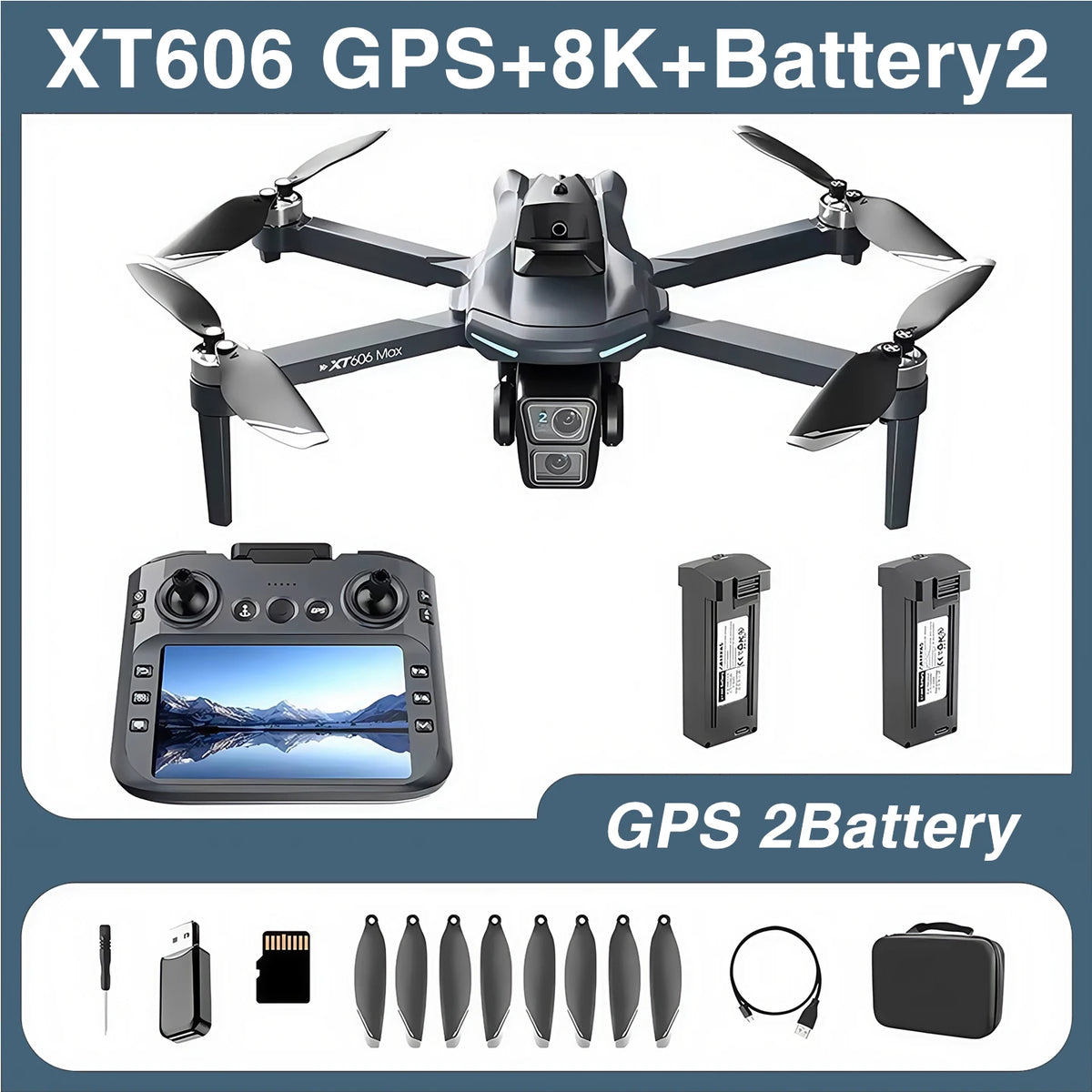 Dron XT606 MAX 3 baterías Cámara profesional 4K 8K HD FPV con pantalla Dron con evitación de obstáculos 360° Juguetes cuadricóptero Drones regalos