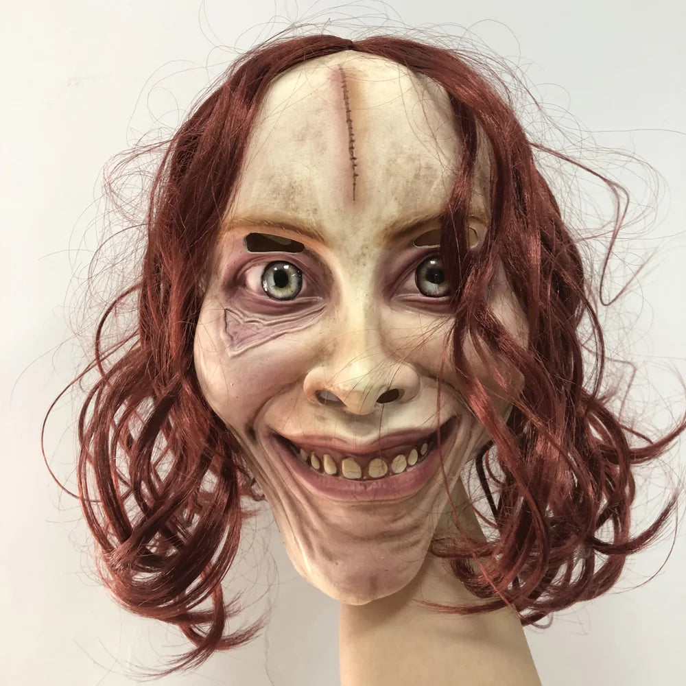 Máscara de calavera sangrienta malvada y muerta, Cosplay de Horror, Cara de fantasma, casco de látex de demonio, accesorios de disfraz de fiesta de Carnaval de Halloween