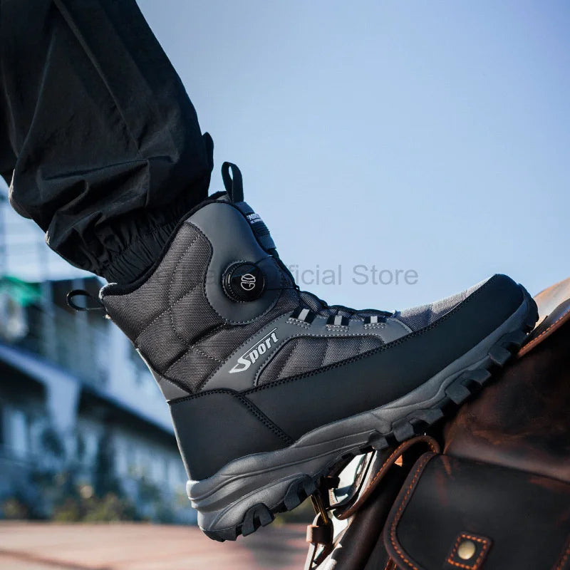 Botas de invierno para hombre 2025, nuevas botas de nieve cálidas, botas de esquí para deportes al aire libre de felpa gruesa, zapatos de invierno antideslizantes impermeables para hombre