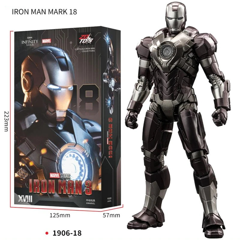 ZD Toys Iron Man figura de acción Mark 35 pargo rojo Iron Man MK 24 MK 22 MK 47 Tony Stark Ironman figura acción coleccionar juguete para regalo