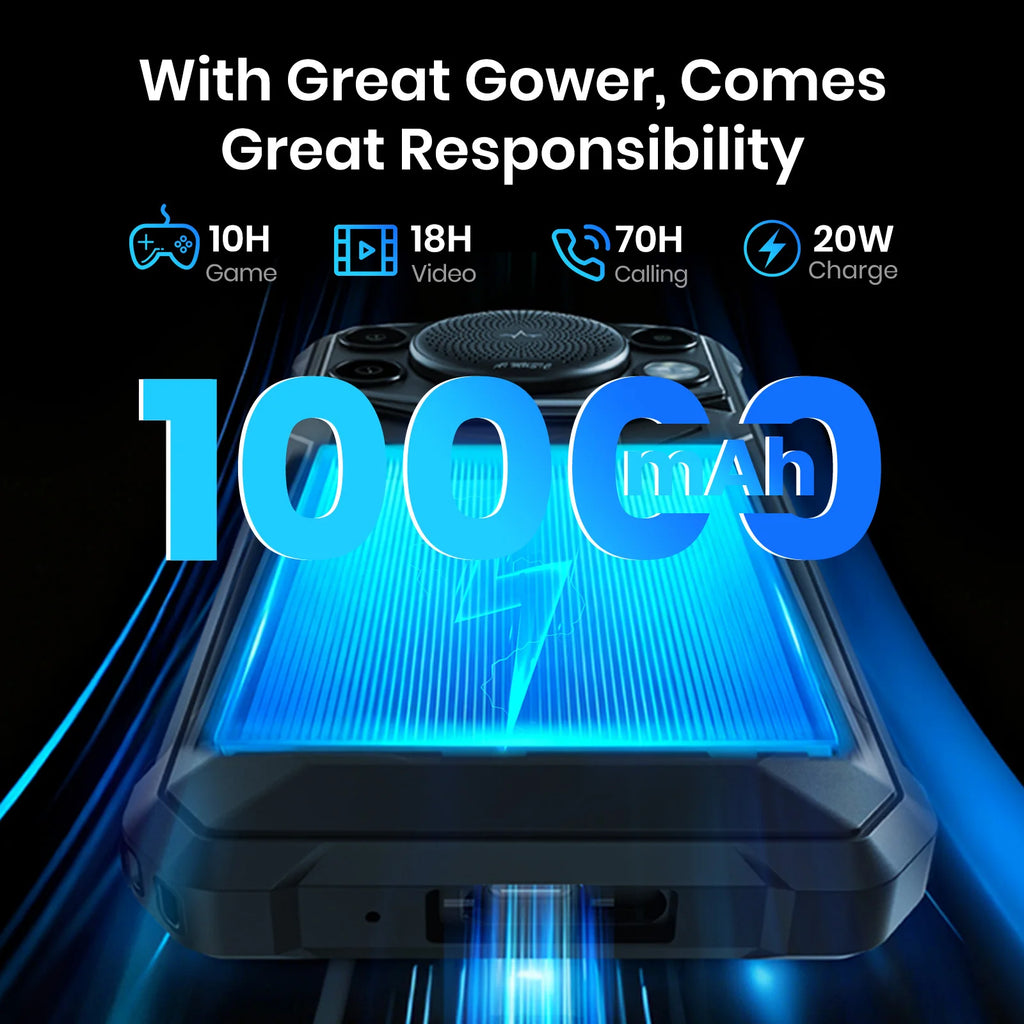 FOSSiBOT F110L Rugged Smartphone, Android 15, 8GB RAM(4GB+4GB) +128GB Storage, 10000mAh Large Battery, 50MP+8MP+5MP Triple Camera, 6.745" HD+ IPS 60Hz Display, NFC, GPS Outdoor Industrial Mobile Phone