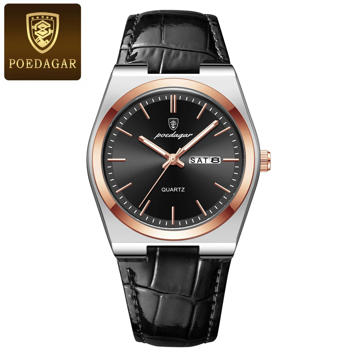 POEDAGAR Luxury Man Watch Waterproof Luminous Date Week Men Watch Simple Business Quartz Leather Men's Watches Relogio Masculino