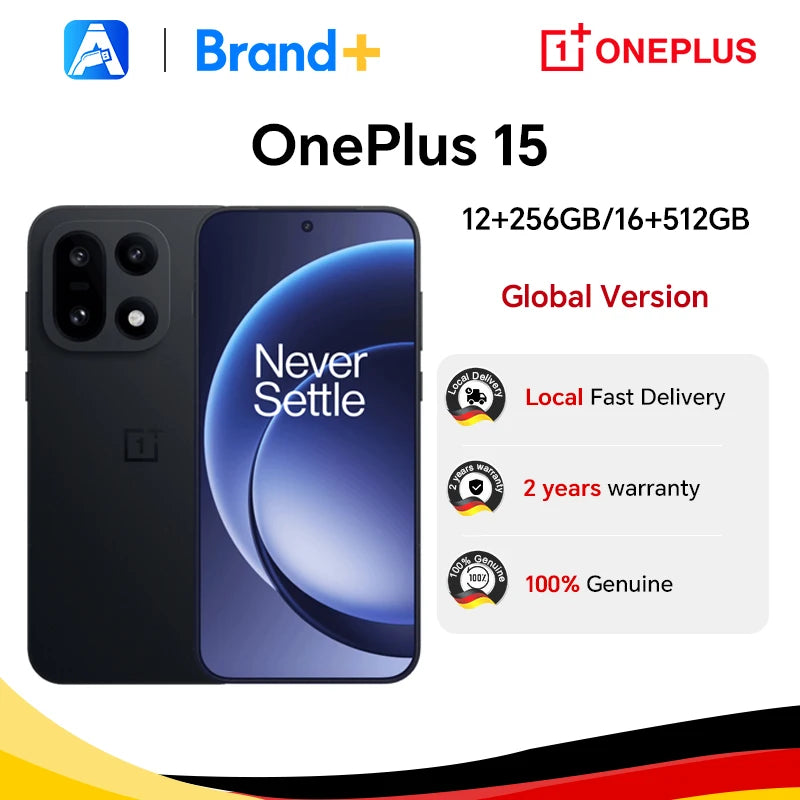 OnePlus 15 5G, Smartphone Versión Global, 12+256, 16+512, Snapdragon 8 Elite Gen 5, Pantalla de 165Hz, 7300mAh, 120W, eSIM, NFC, Negro