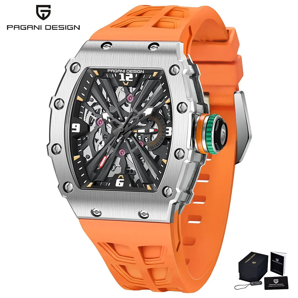 Reloj de cuarzo para hombre PAGANI DESIGN 2026, esfera esqueletizada VH65, resistente al agua 100M, reloj deportivo rectangular con cristal de zafiro para hombre