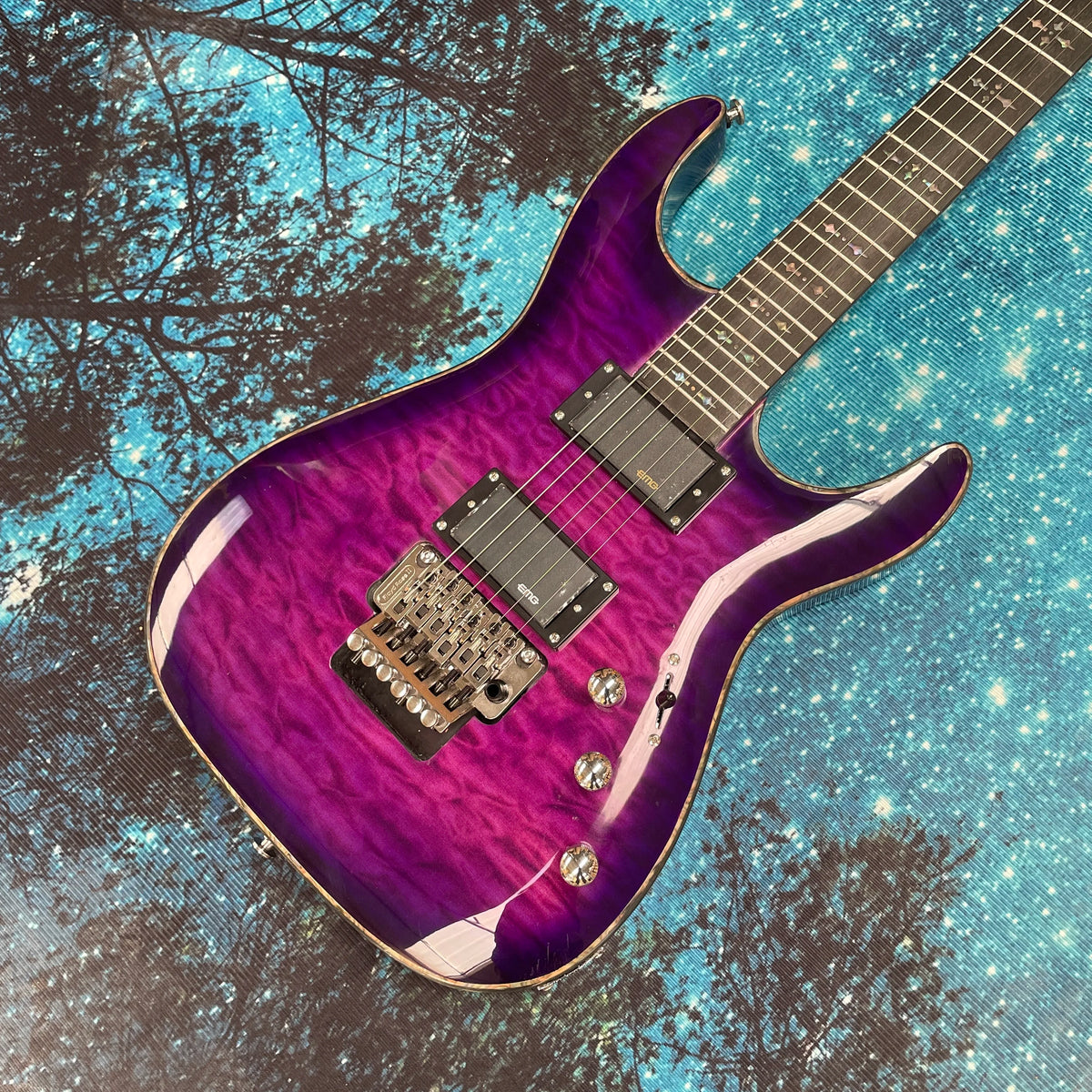 Guitarra eléctrica morada de 6 cuerdas, guitarra eléctrica con diapasón de palisandro y herrajes plateados