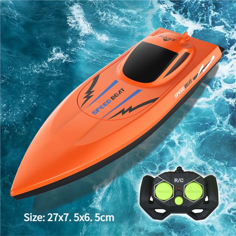 Lancha rápida de control remoto de 2.4G para niños – Juguete de barco RC eléctrico rápido con motor doble, modelo impermeable para piscina y juego al aire libre