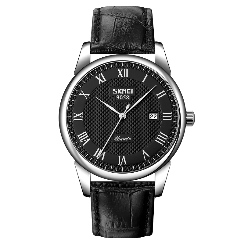 Reloj de cuarzo para hombre Skmei, resistente al agua 3Bar, reloj de pulsera para hombre, marca superior de lujo con correa de cuero 9058