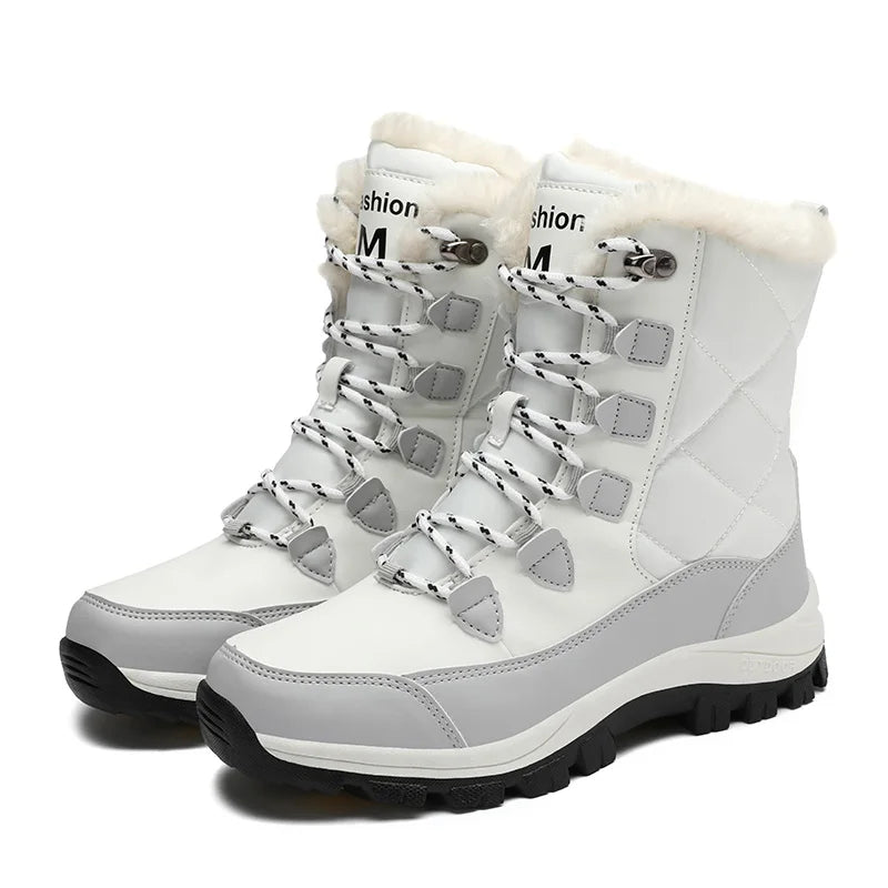 Botas de nieve impermeables para hombre, botas antideslizantes resistentes a la abrasión para exteriores, entresuela 2025, zapatos cálidos para invierno al aire libre