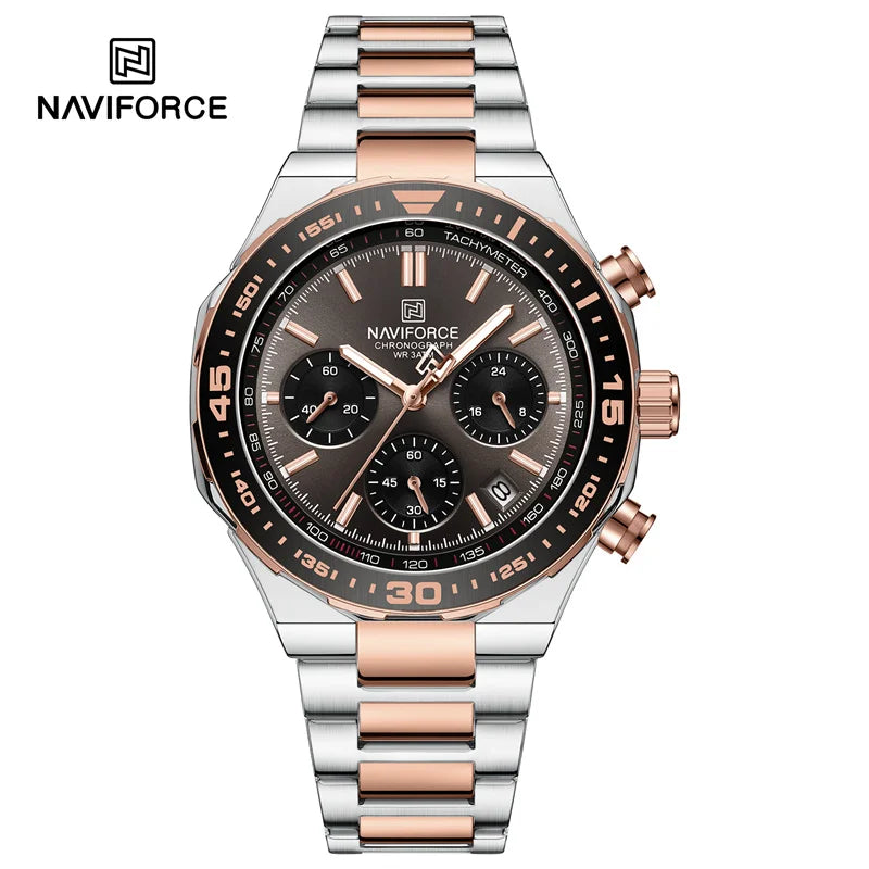 NAVIFORCE Men's Watches Quartz Fashion Business Classic Water Resistant Stainless Steel Strap WristWatch New Male Clock In 2024