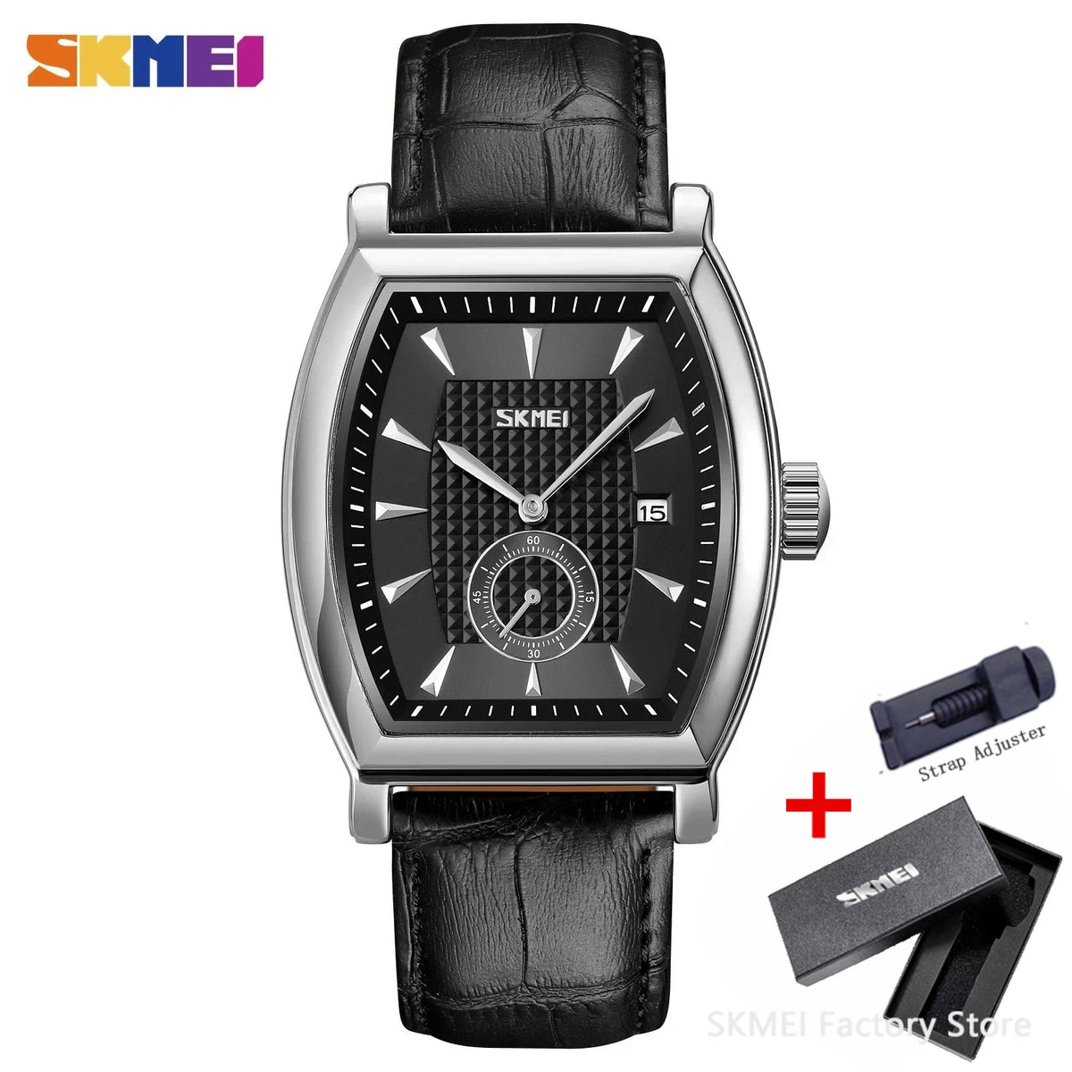 Reloj de cuarzo para hombre SKMEI 9306 de negocios, de lujo, con correa de cuero, calendario, resistente al agua, deportivo, reloj de pulsera para hombre