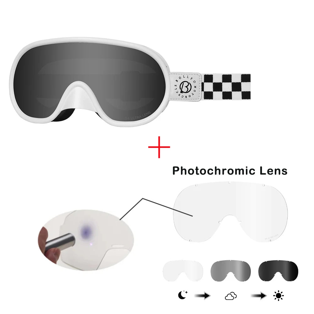BOLLFO-gafas fotocromáticas Vintage para motocicleta, equipo de equitación para Motocross, UV400, antiniebla, para esquí, moto de nieve y Snowboard