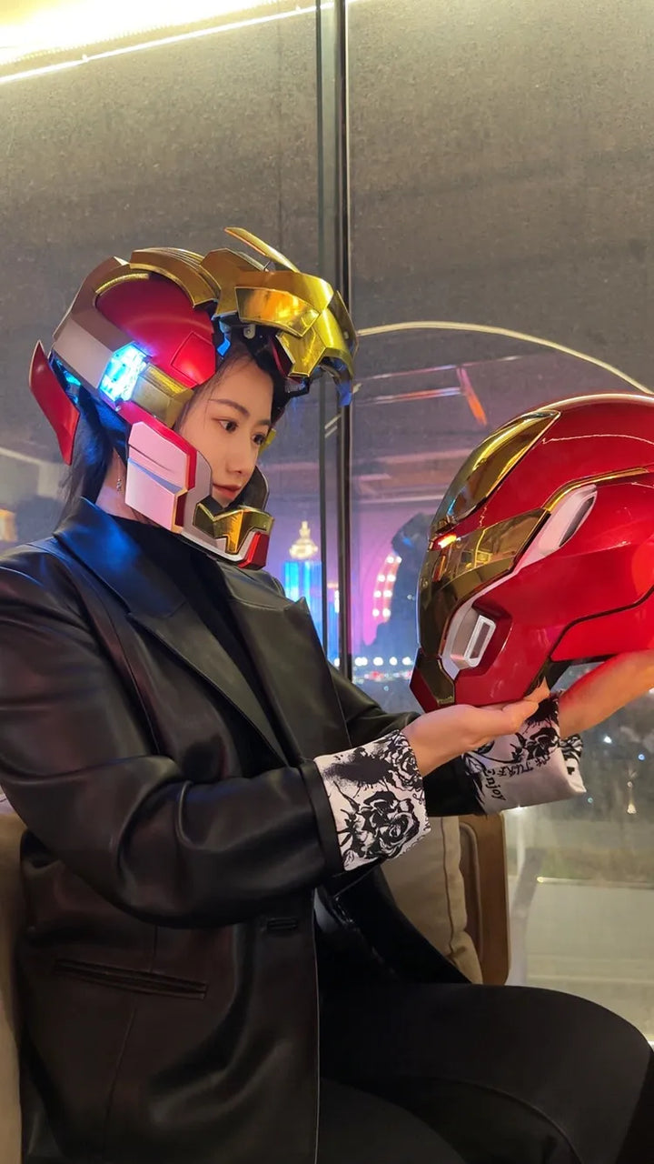 Casco de Iron Man Mk5 Mk50 Mk17, casco con control de voz Jarvis, luz LED, modelo de juguete de la serie para adultos, regalo de cumpleaños.