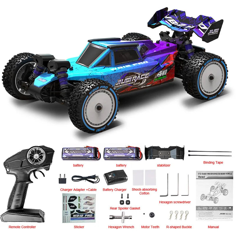 Coche de carreras JIUSI WB12 PRO 1/12 4WD 80 km/h sin escobillas, coche de control remoto 2.4G, coche todoterreno competitivo, vehículo para todo terreno