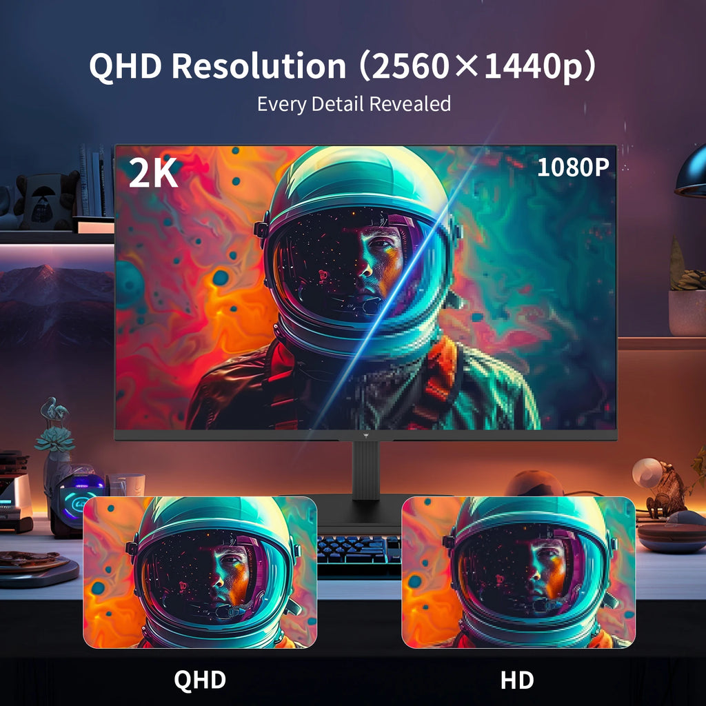 Monitor de computadora KTC de 24 pulgadas, resolución QHD, 100 Hz, panel IPS, 2K, contraste de 1300:1, pantalla con filtro de luz azul, cobertura de 122 % de sRGB, compatible con FreeSync y G-Sync, HDMI 2.0 y DisplayPort 1.4
