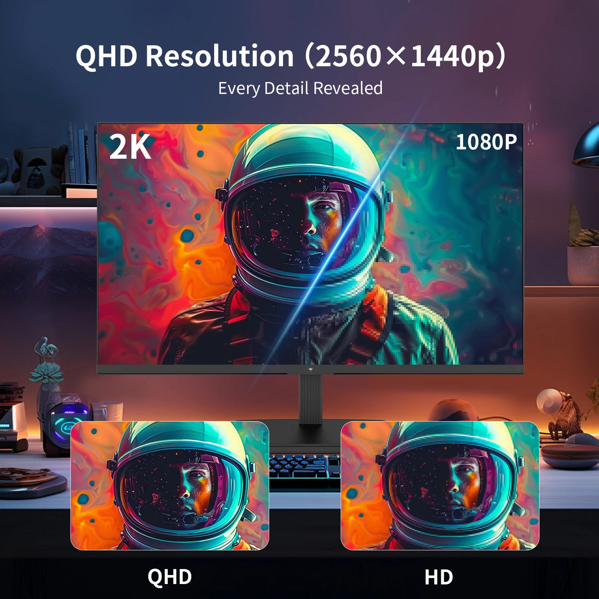 Monitor de computadora KTC de 24 pulgadas, resolución QHD, 100 Hz, panel IPS, 2K, contraste de 1300:1, pantalla con filtro de luz azul, cobertura de 122 % de sRGB, compatible con FreeSync y G-Sync, HDMI 2.0 y DisplayPort 1.4