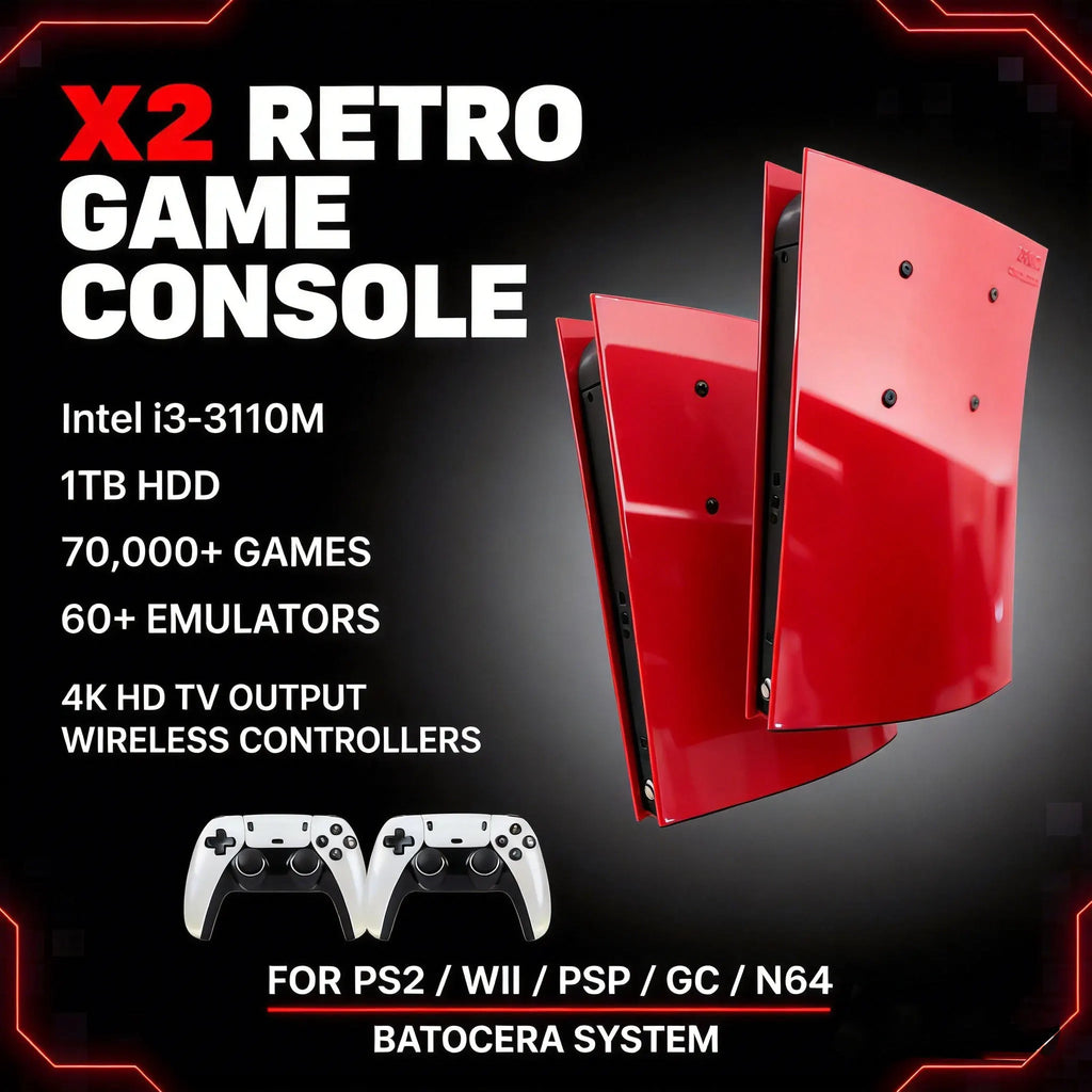 Consola de Juegos Retro X2 Intel I3-3110M 1TB 70,000+ Juegos 60+ Emuladores 4K HD TV Controles Inalámbricos