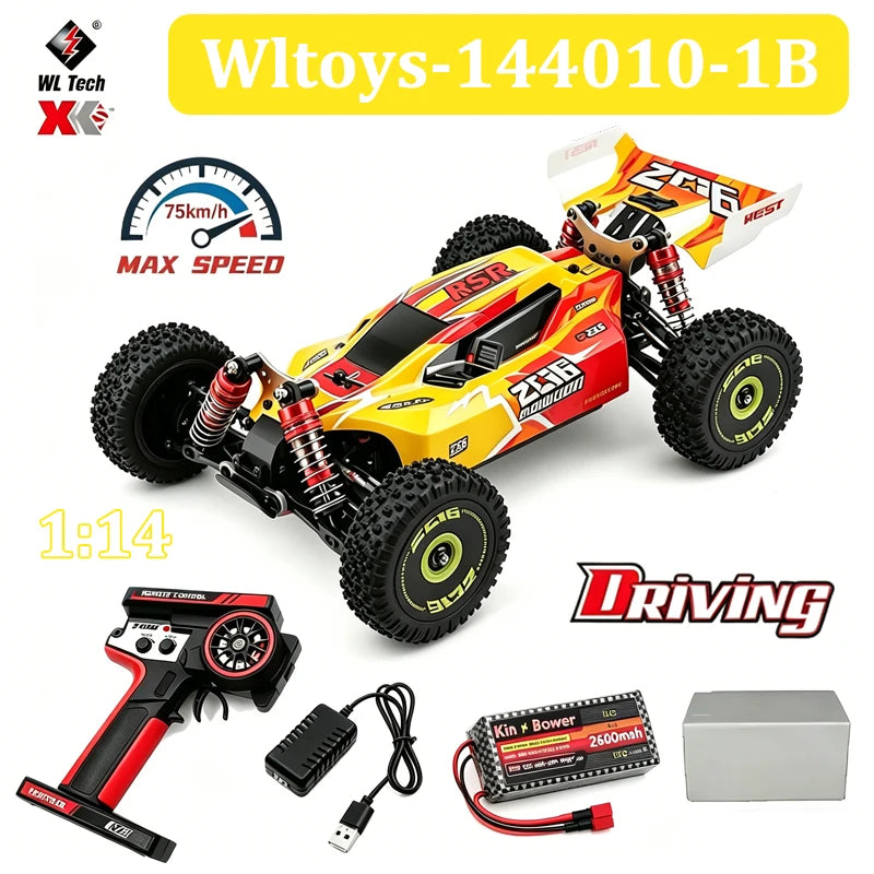 WLtoys 144016 124017 Serie 75KM/H 2.4G Coche RC sin escobillas 4WD Eléctrico de Alta Velocidad Todoterreno Juguetes de Control Remoto para Derrape para Niños