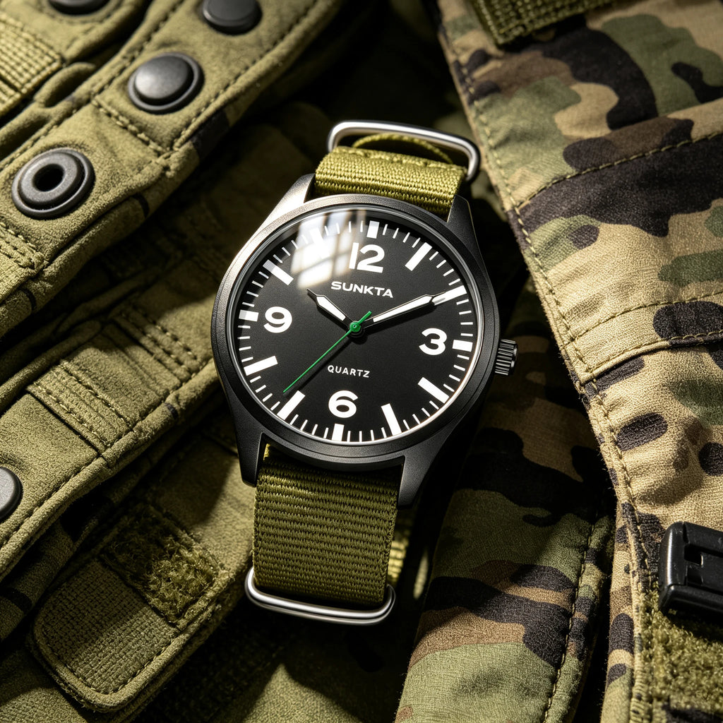 Reloj de lujo para hombre SUNKTA, de cuarzo, con fecha, correa de nailon y piel, resistente al agua, luminoso, militar, deportivo para hombre, relogios masculino