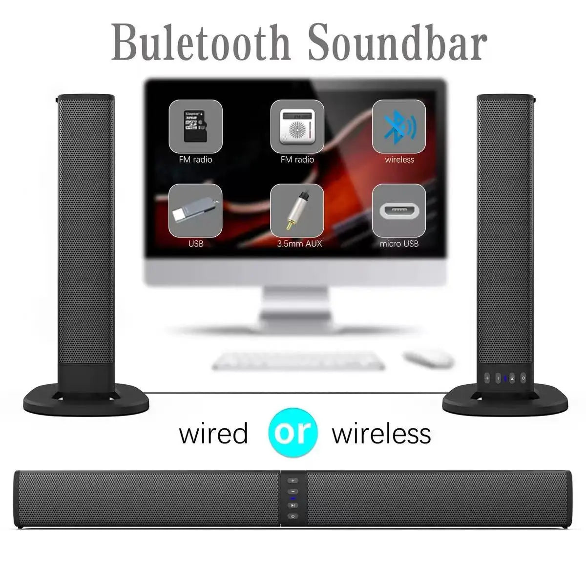 Altavoz Bluetooth, barra de sonido súper potente, portátil, inalámbrico, envolvente, estéreo, caja de sonido para TV en casa, Subwoofer, Radio FM, cine en casa