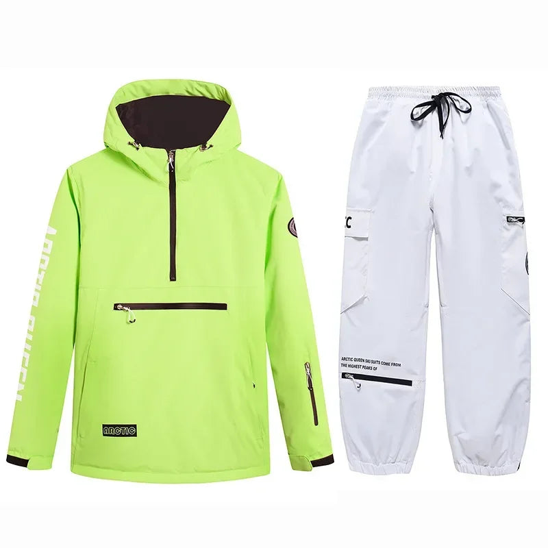 Conjuntos de Trajes de Nieve para Hombre y Mujer, Ropa de Snowboard, Ropa de Invierno para Exteriores, Sudadera con Capucha, Traje Impermeable, Chaqueta de Esquí + Pantalones