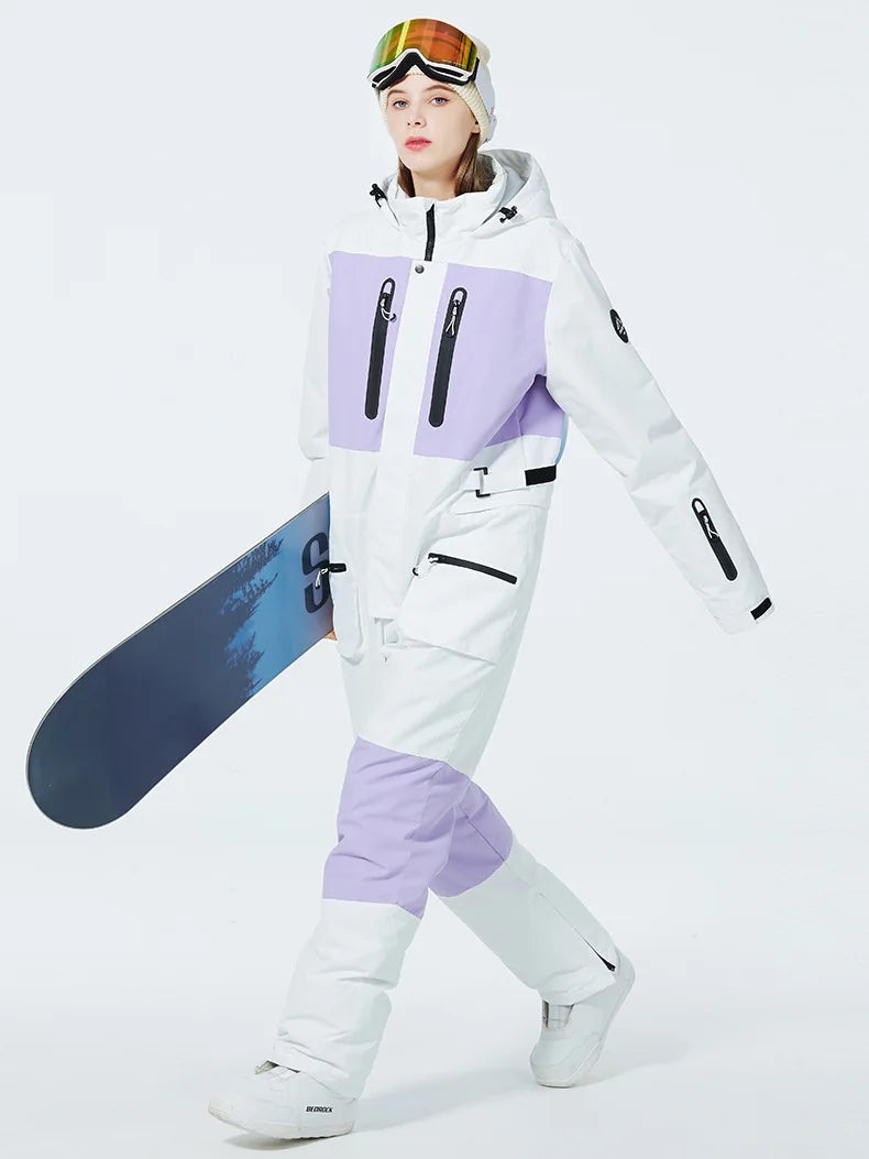 Traje de nieve unisex de una pieza, mono de esquí térmico de invierno para hombres y mujeres, ropa de esquí y snowboard de montaña impermeable a prueba de viento w