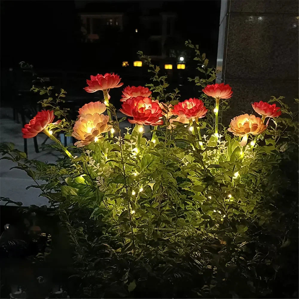 Luces solares de exterior, lámpara solar de jardín con forma de flor de loto para césped, patio, fiestas, bodas y el Día de la Madre