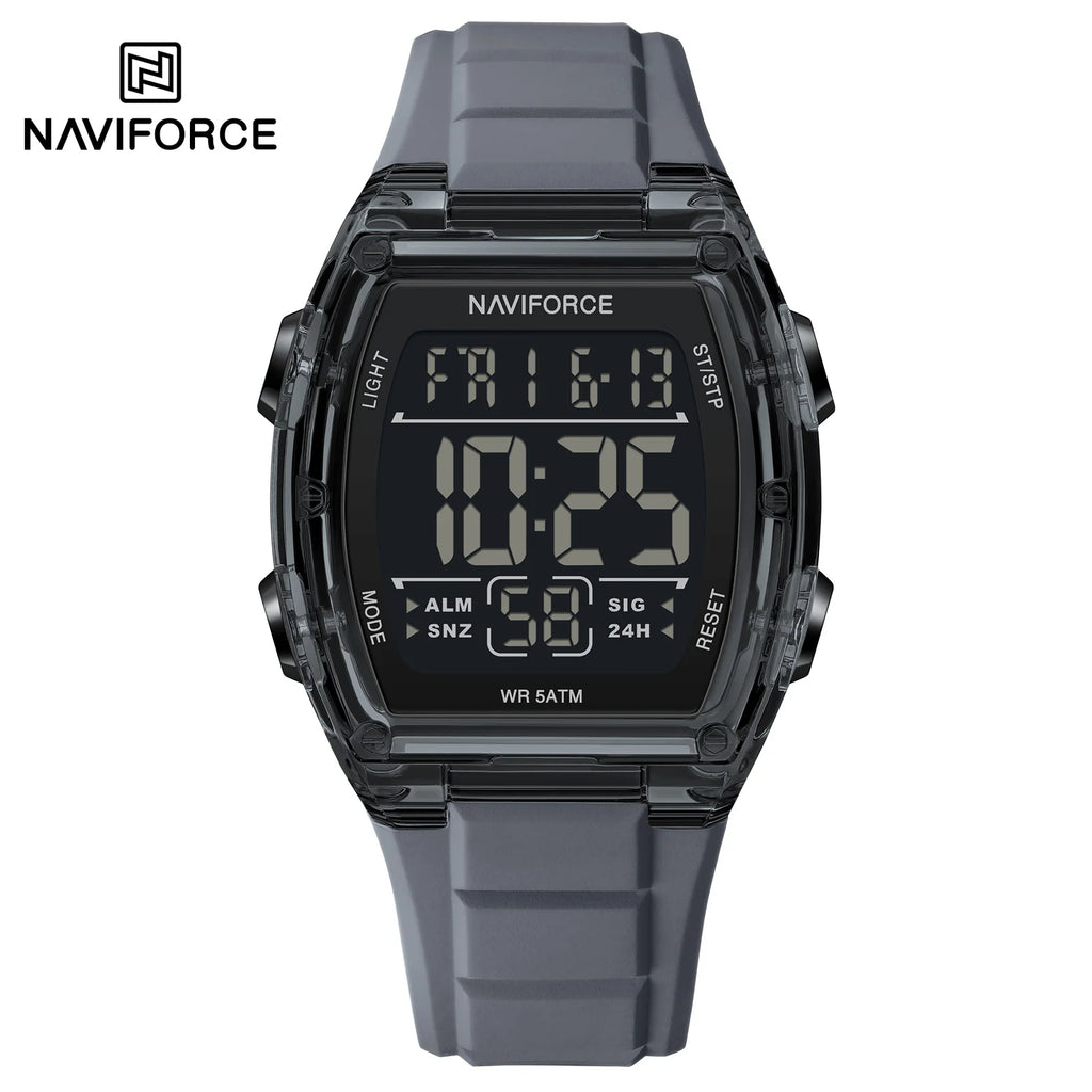 Reloj deportivo para hombre NAVIFORCE de lujo, marca líder, con alarma, cronómetro, pantalla digital LED, retroiluminación y resistente al agua.