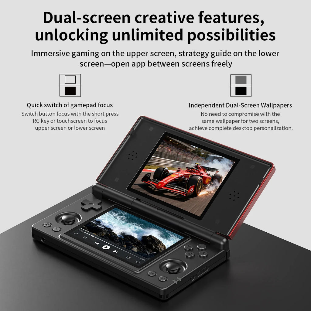 New Anbernic RG DS Handheld Game Console RGDS 4" IPS Dual Multi-touch Screen Android 14 Flip Game Player RGDS For Christmas Gift