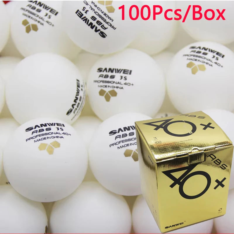 Pelotas de tenis de mesa originales SANWEI ABS nuevo Material profesional 40+ pelotas de Ping Pong cosidas para competición y entrenamiento duraderas