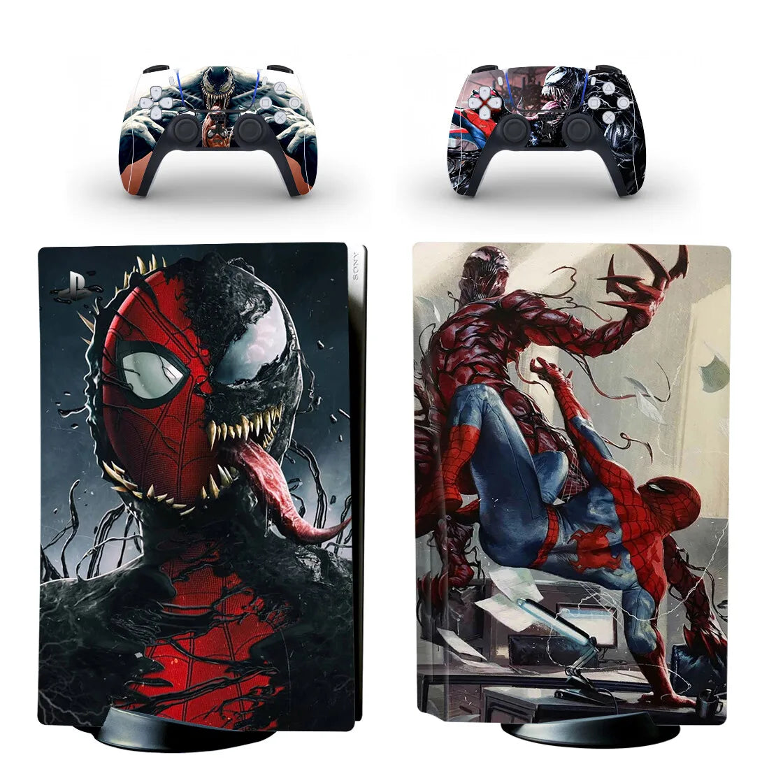 Adhesivo de película Spider para PS5 edición disco, funda protectora para consola y 2 mandos, vinilo para PS5 edición disco