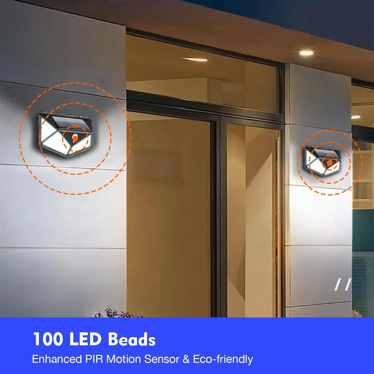 Paquete de 12 lámparas solares de pared de 100 LED con 3 modos, sensor de movimiento de seguridad, luces solares impermeables para exteriores para patio, garaje, terraza y jardín