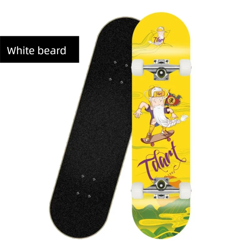 Patineta Deportiva de Madera de Arce de 80 cm, 4 Ruedas, Diseño de Doble Kick, Patineta Profesional para Trucos y Calle, para Jóvenes y Adultos
