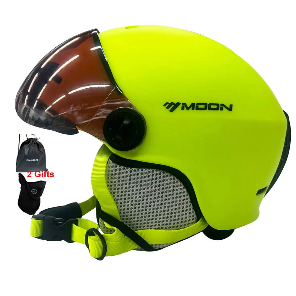 Casco de esquí MOON moldeado integralmente PC + EPS casco de esquí de alta calidad gafas deportes al aire libre esquí Snowboard monopatín cascos para hombre