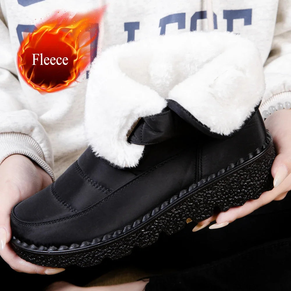 Botas de Mujer 2026, Botas de Nieve Impermeables para Invierno, Botas Cálidas de Piel para Mujer, Zapatos de Algodón, Botines Negros para Mujer