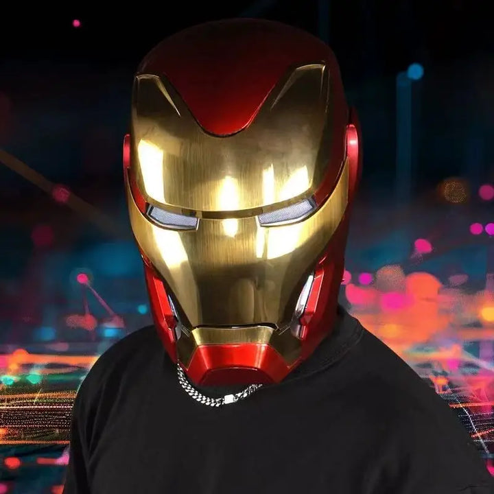 Casco Iron Man MK5, Real, portátil, apertura eléctrica automática, cierre, regalo de Año Nuevo para el Día de los niños, figura de acción coleccionable, juguete