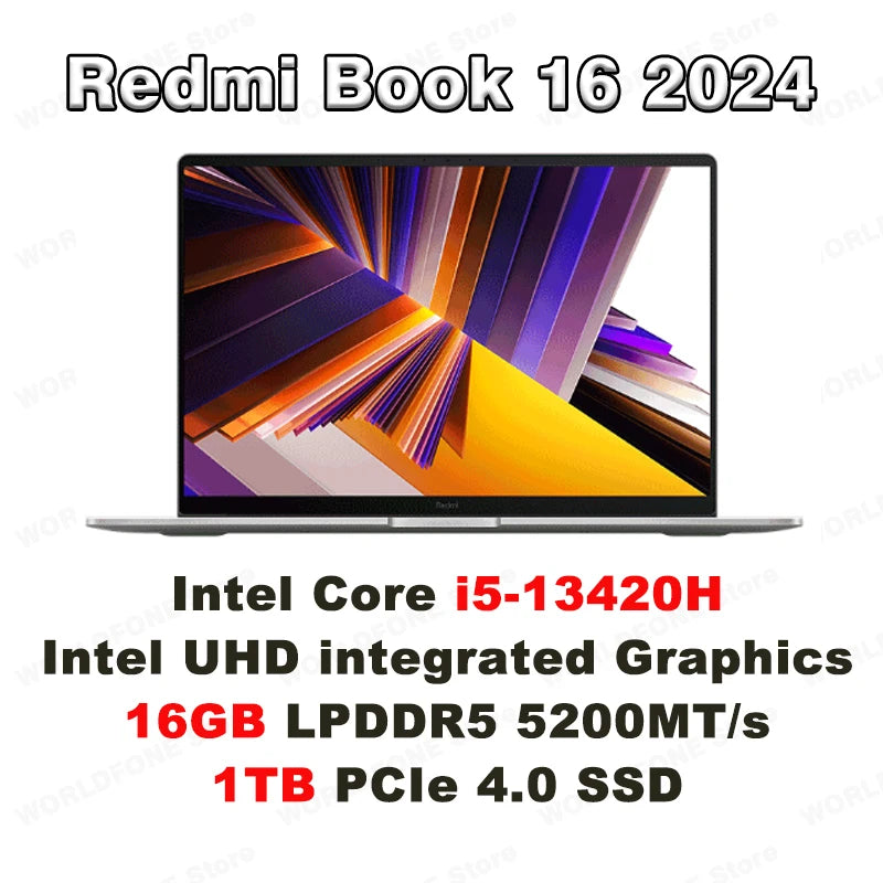 Portátil Xiaomi RedmiBook 16 Intel UHD I5-12450H/I5-13500H 16G 512G/1T SSD Pantalla de 16 Pulgadas 60Hz/120Hz Mi Notebook